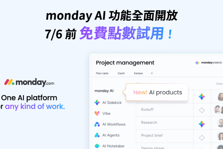 monday AI 功能全面開放，0706前免費點數試用